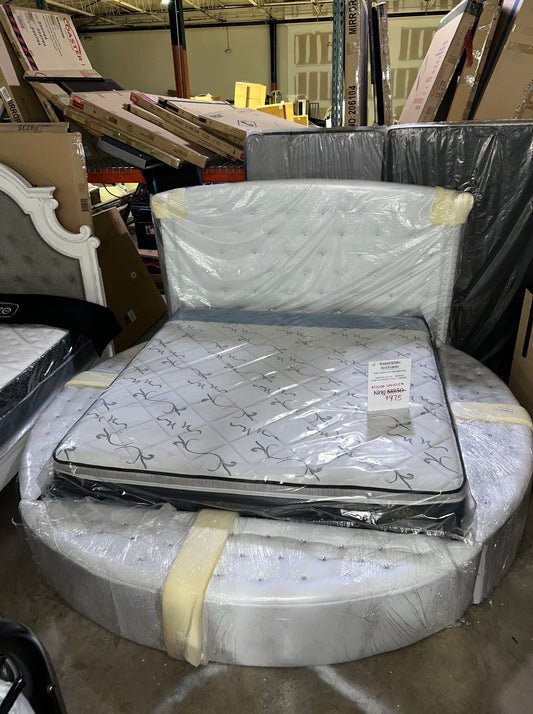 King White Round Bed Frame