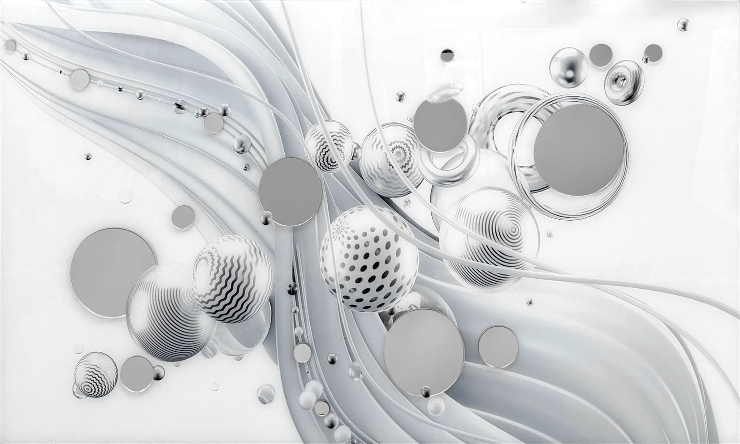 Mirror White Abstract Glass Wall Art