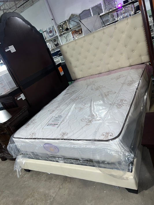 Queen Beige Bed Frame