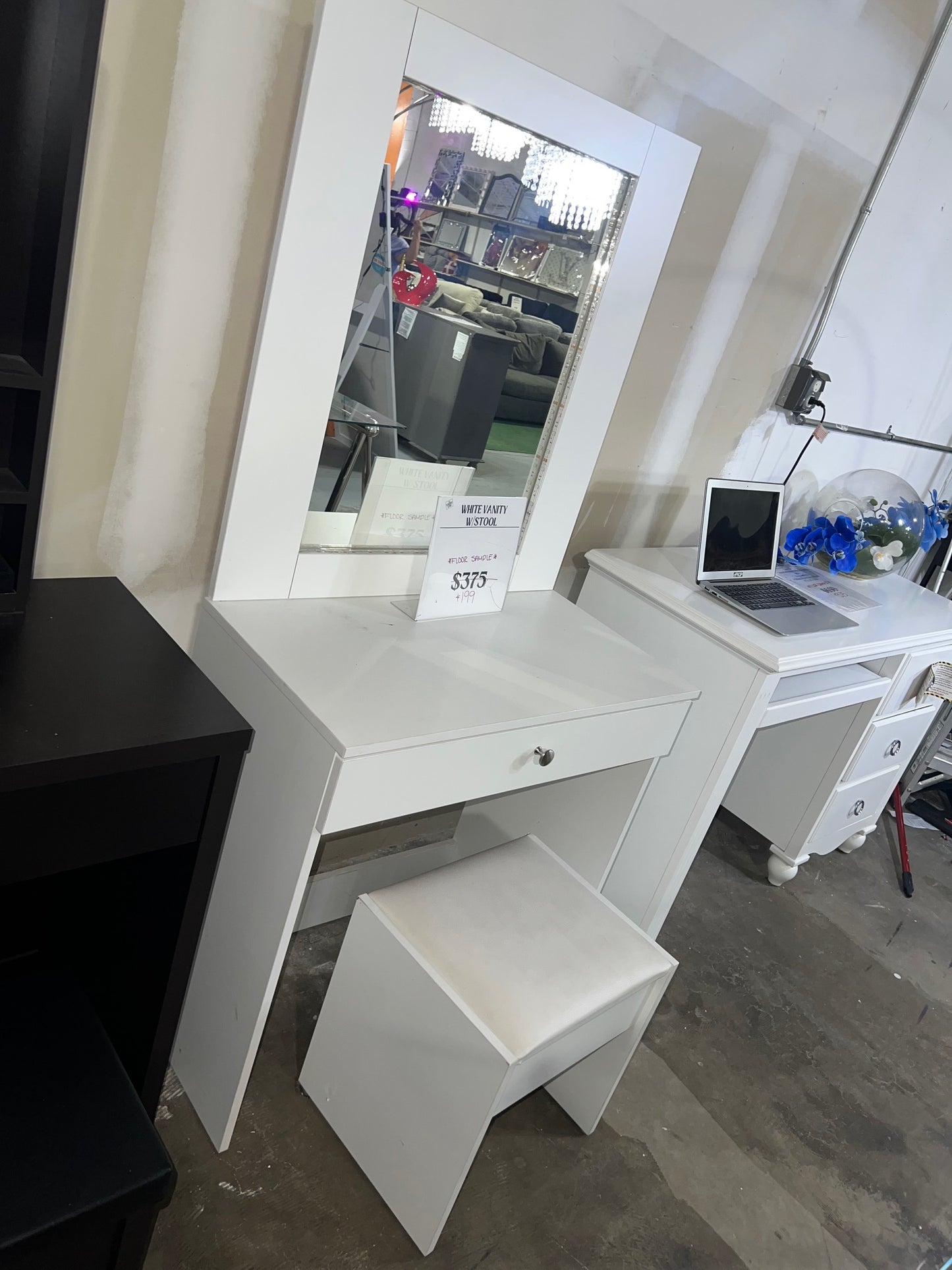 White Vanity with Stool