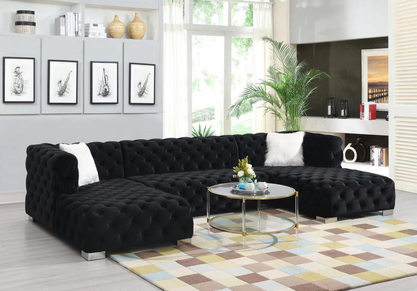 Quinn Velvet U-Shape Sectional