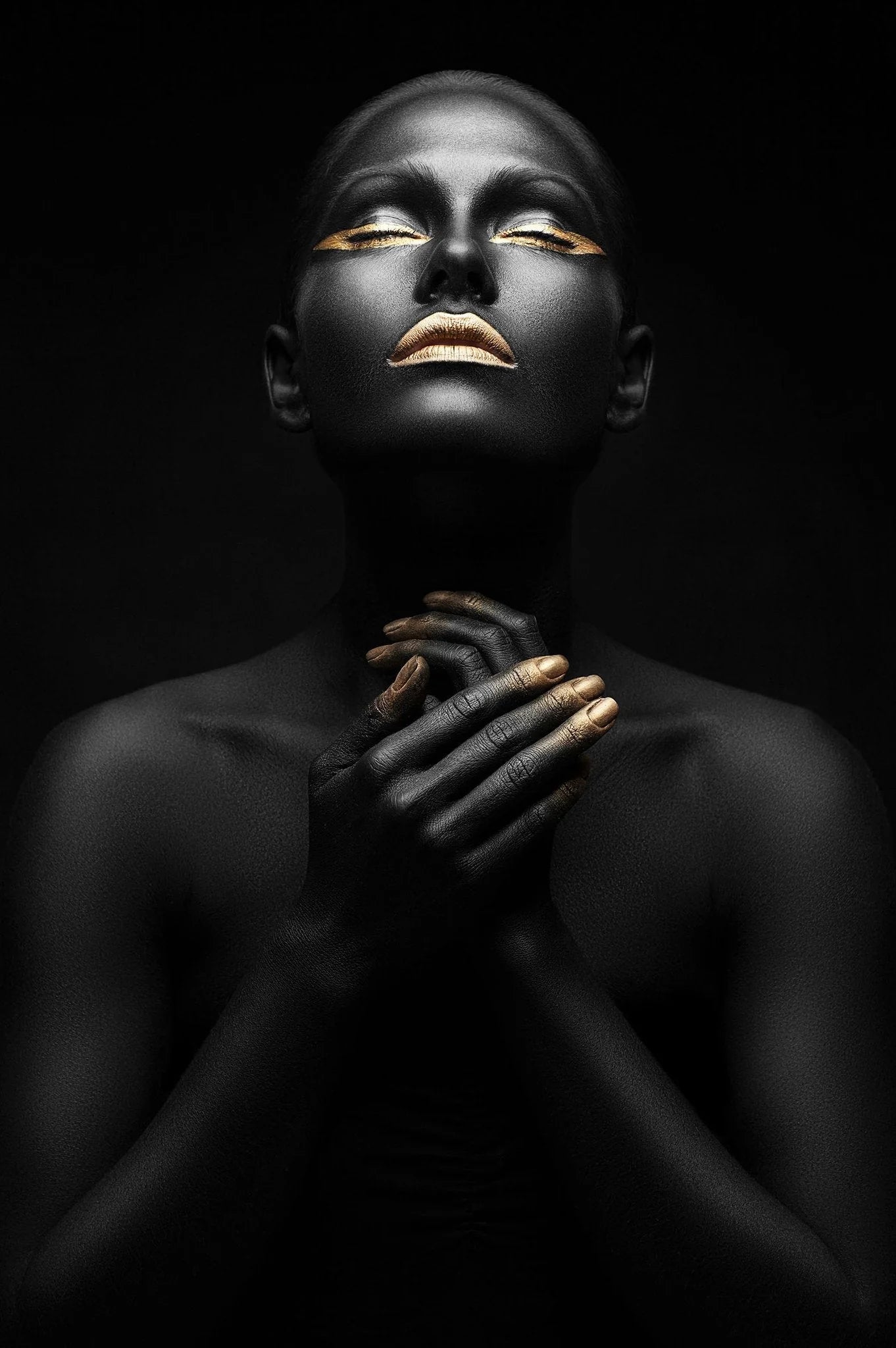 Black/Gold Woman Glass Wall Art