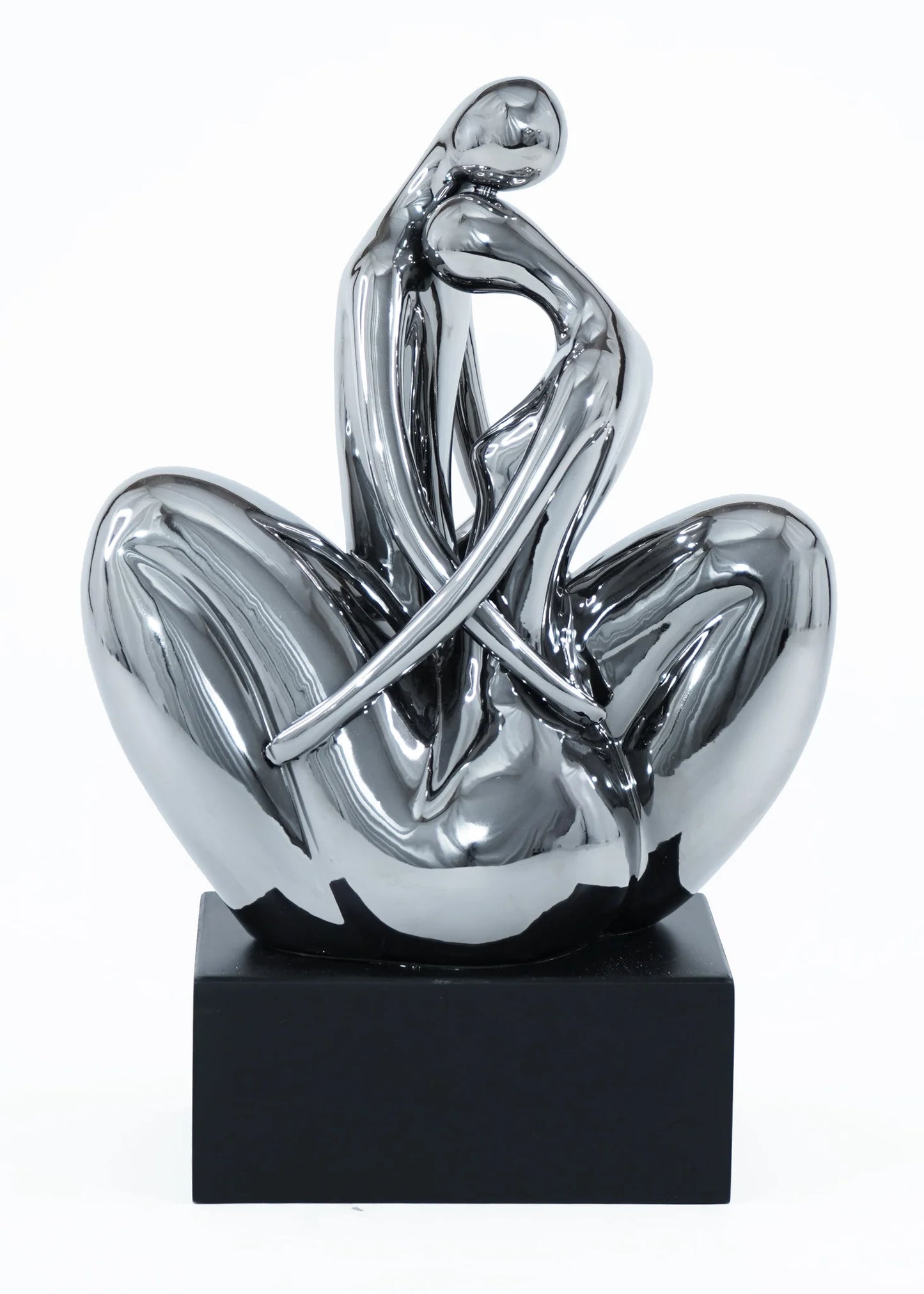 Silver Hugging Couple Sculpture