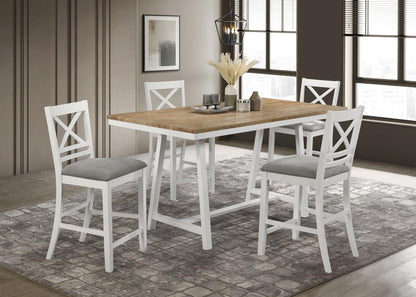 Hollis Rectangular Dining Table Set Brown and White