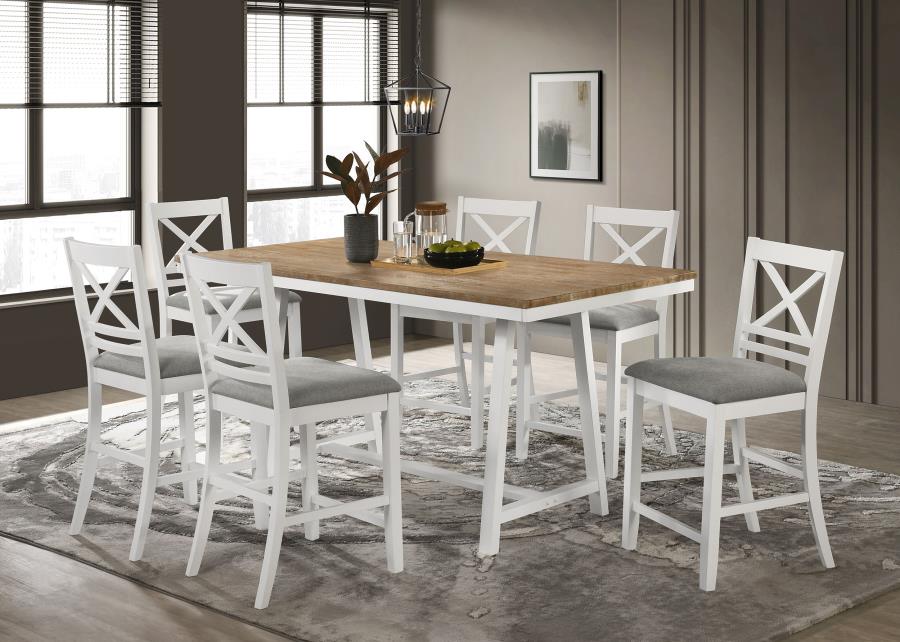 Hollis Rectangular Dining Table Set Brown and White