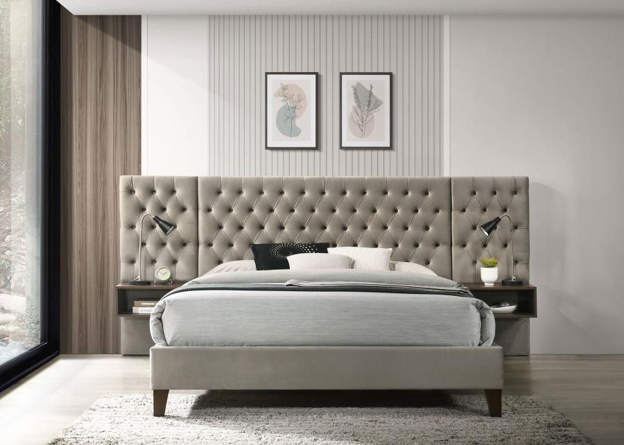 Marley Upholstered Queen Platform Bed with Headboard Panels