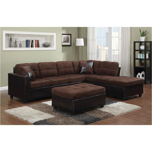 Brown Sectional With ottoman