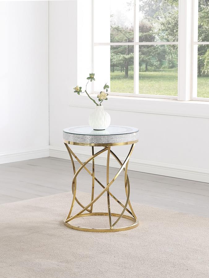 Elise Round Mirror Top Accent Tables