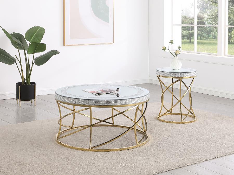 Elise Round Mirror Top Accent Tables