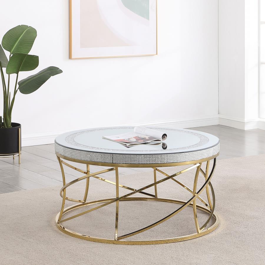 Elise Round Mirror Top Accent Tables