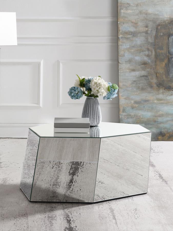 Capella Mirrored Abstract Geometric Accent Table Set