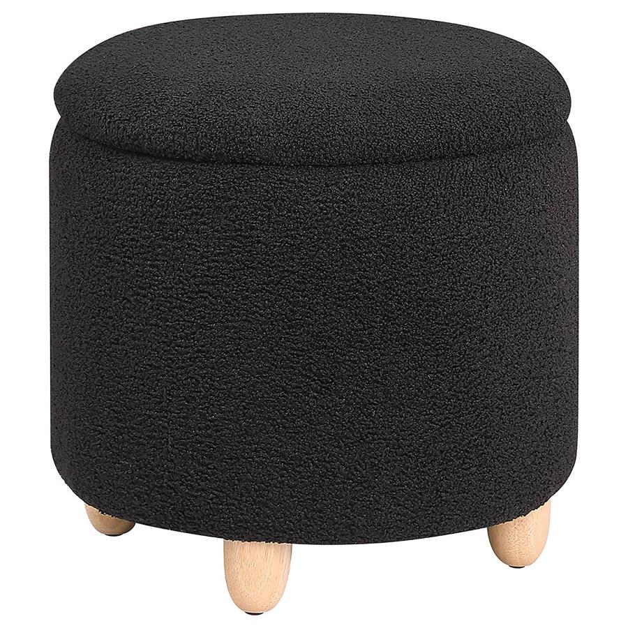 Valia Faux Sheepskin Round Storage Ottoman