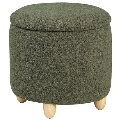 Valia Faux Sheepskin Round Storage Ottoman