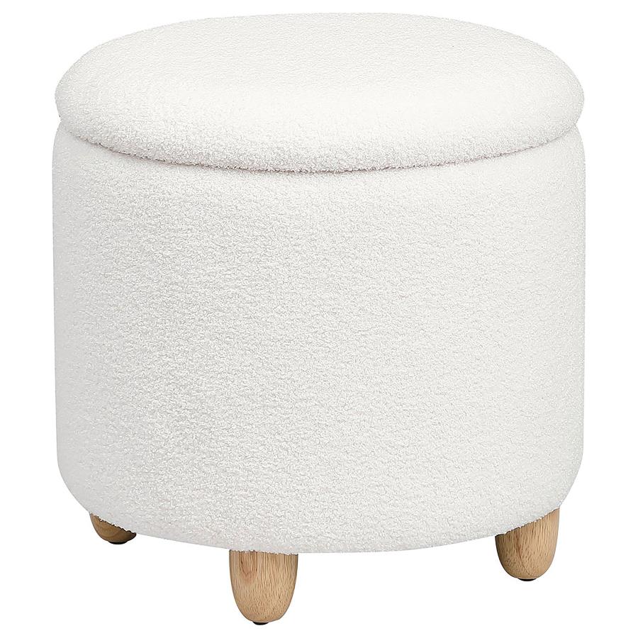 Valia Faux Sheepskin Round Storage Ottoman