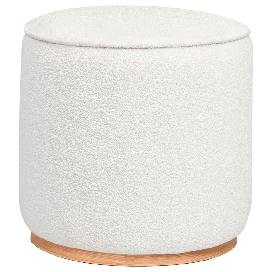 Zena Faux Sheepskin Round Ottoman