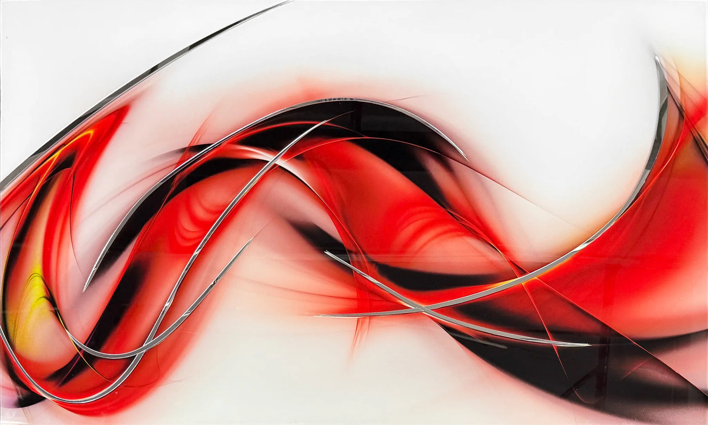 Abstract Acrylic Inlay Red Glass Wall Art