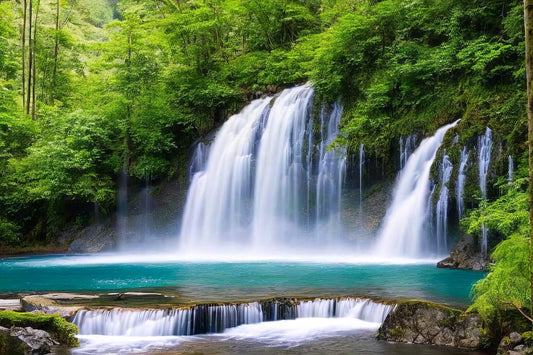 Tropical Waterfall Glass Wall Art