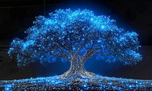 Crystal Blue Tree Of Life Glass Wall Art
