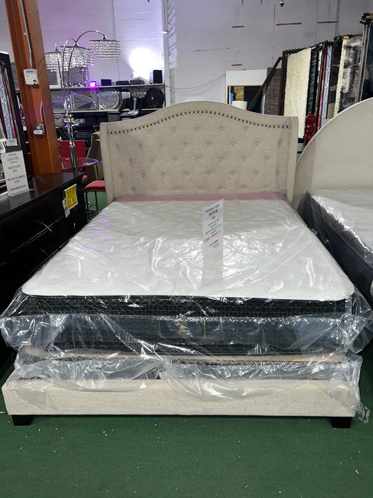 Queen Beige Bed Frame