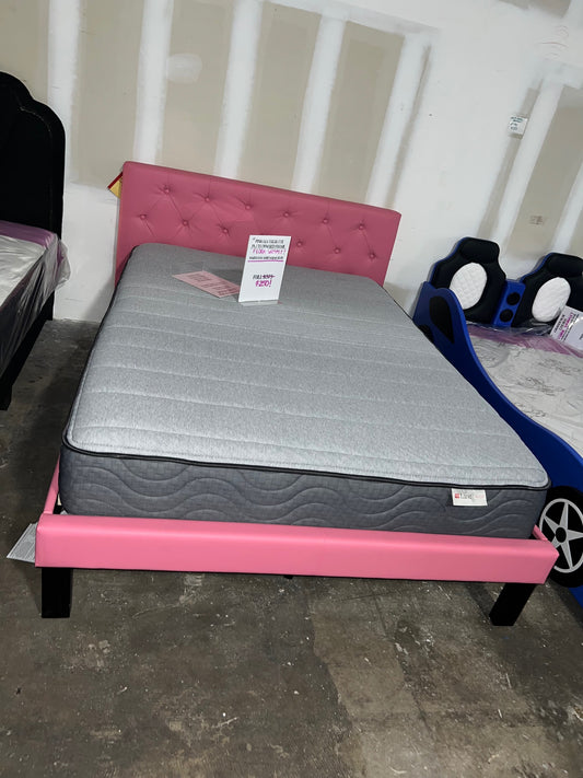 Full Pink Leatherette Bed Frame