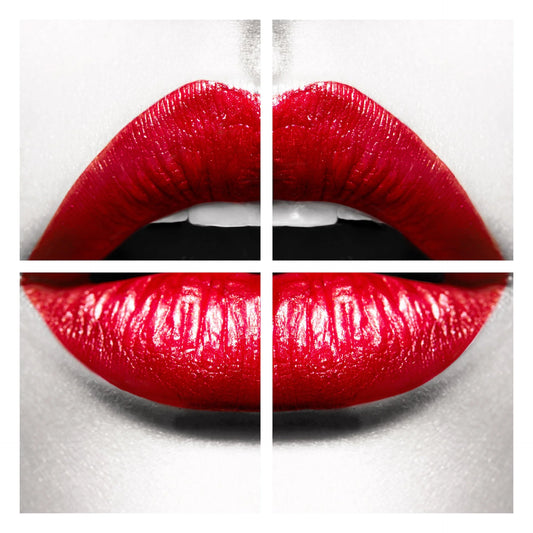 4pc Red Lips Glass Wall Art