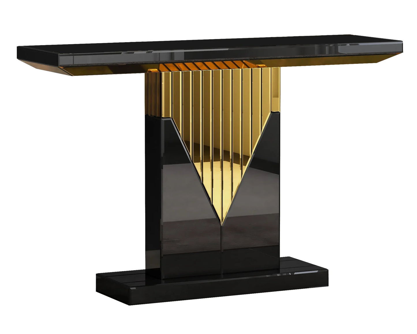 Black & Gold Mirror Console Table