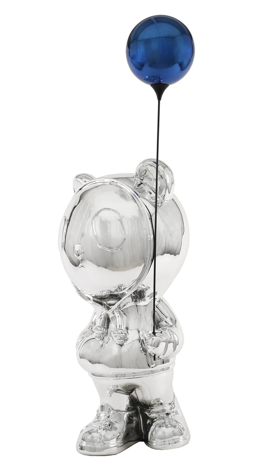 Chrome Bear Standing Balloon Sculpture