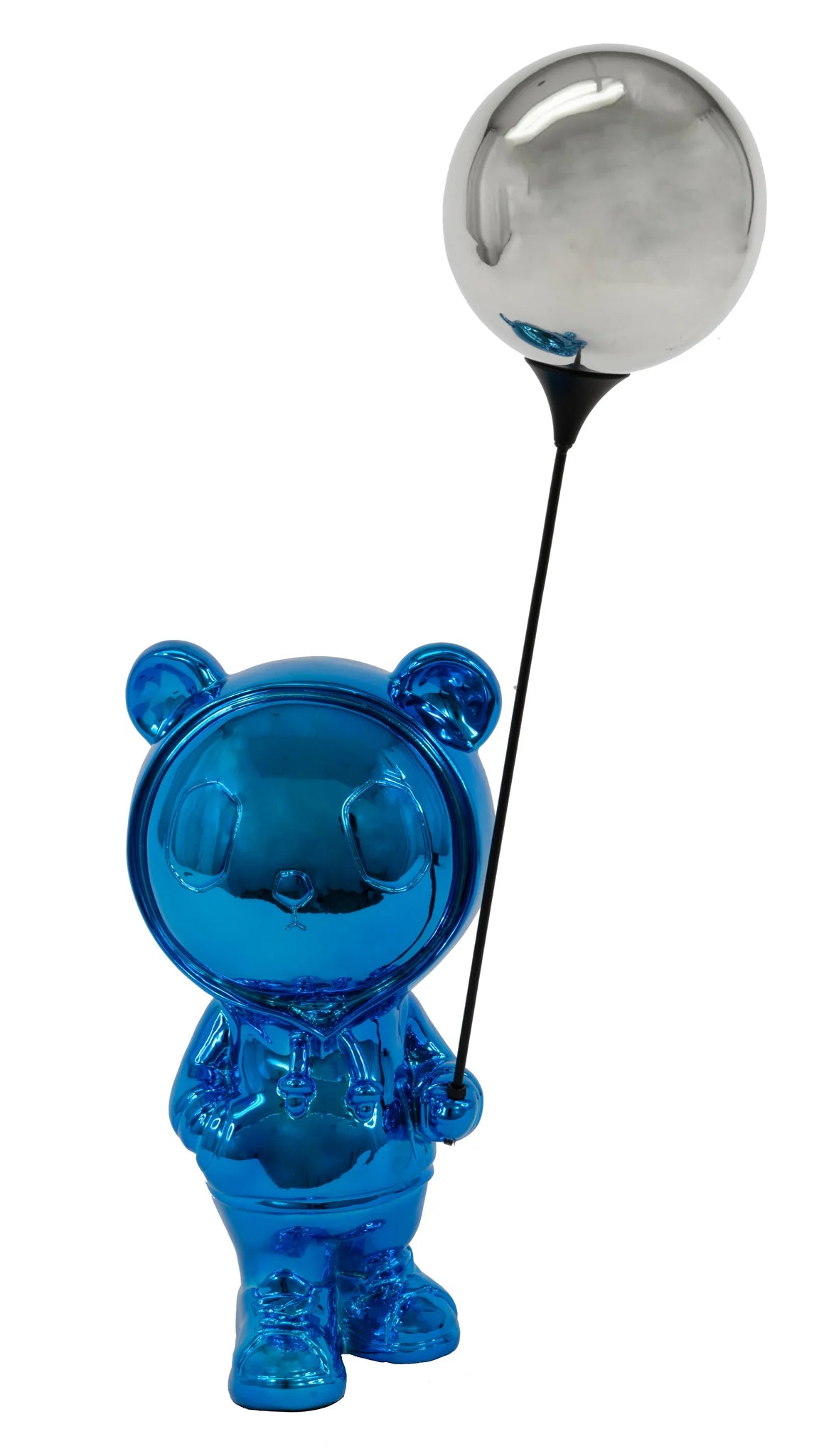 Chrome Blue Balloon Bear Sculpture