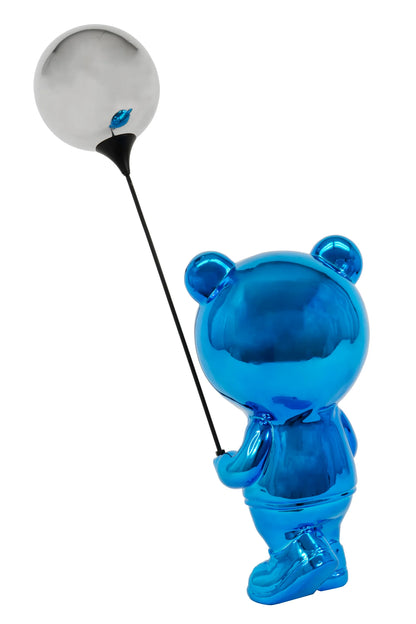 Chrome Blue Balloon Bear Sculpture