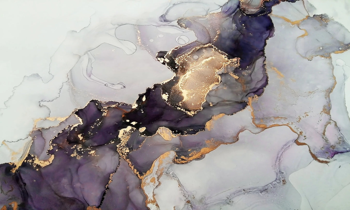 Abstract Purple Accents Glass Wall