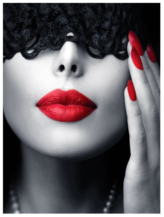 Women w/ Red Accents Glass Wall