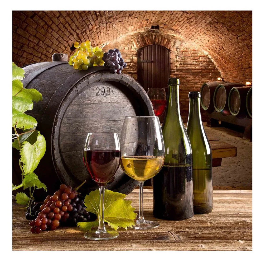 Wine Cups Barrel Kitchen Glass Wall Art