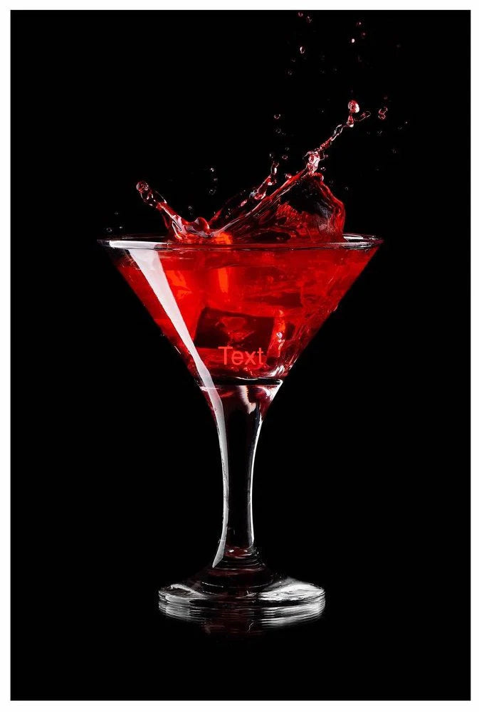 Martini Glass Wall Art Red Or Blue