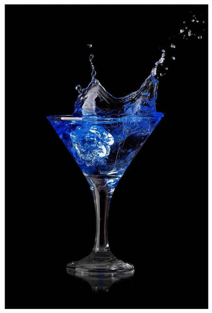 Martini Glass Wall Art Red Or Blue