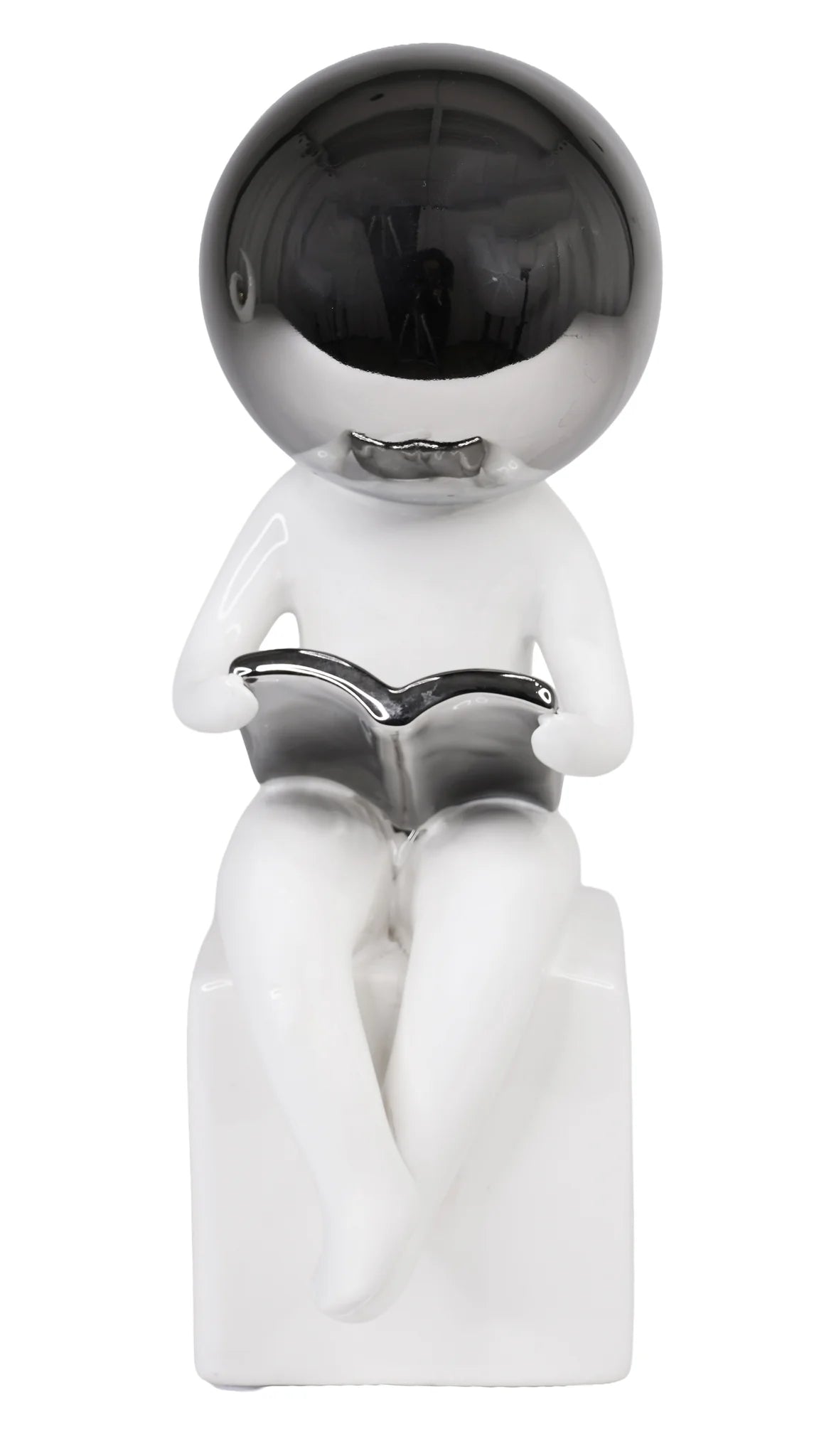 White Sitting Reading Sculpture