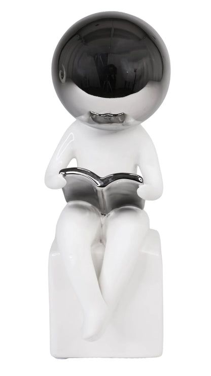 White Sitting Reading Sculpture