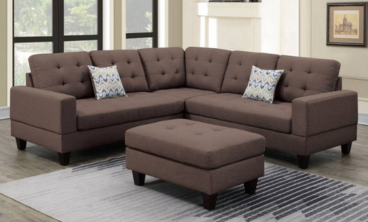 Upholstered Sectional and Ottoman