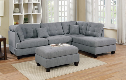 Upholstered Sectional and Ottoman