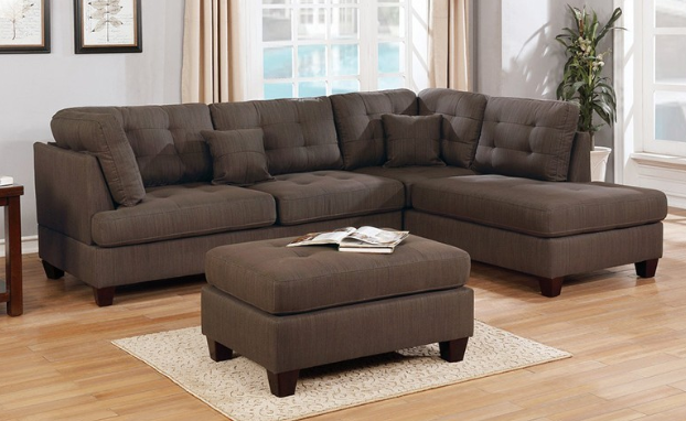 Upholstered Sectional and Ottoman