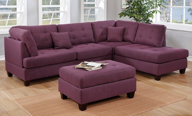 Upholstered Sectional and Ottoman