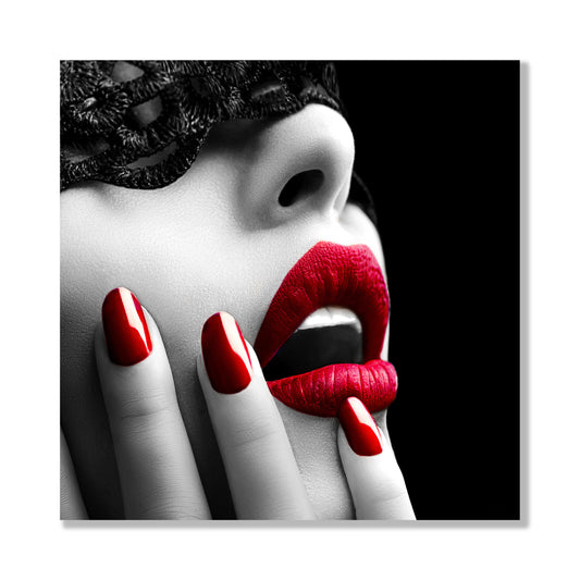 Red Lips Glass Wall Art