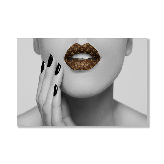 LV Lips Glass Wall Art