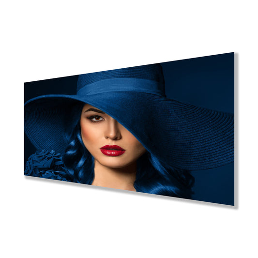 Blue Hat Glass Wall Art