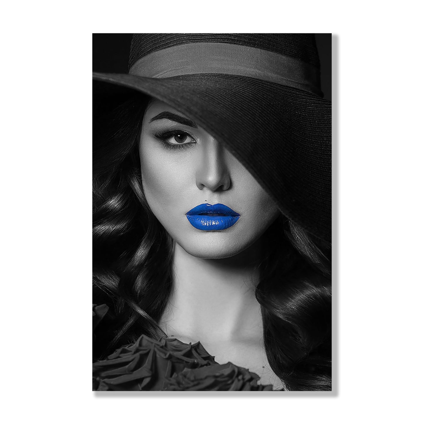 Blue Lips Glass Wall Art